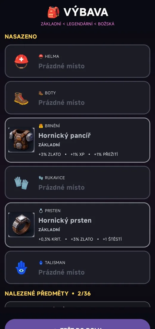AstroQuarry – výbava