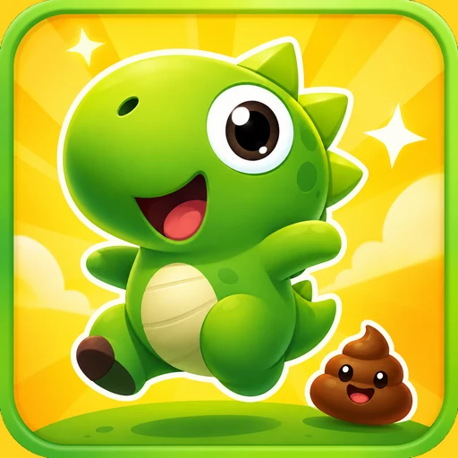 Dino POOP! cartoon dinosaur icon